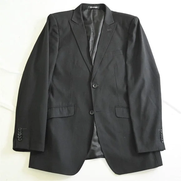 Mosaique 42R 34x28 Black Extra Slim Super 200s Wool Mens Jacket Pants Suit